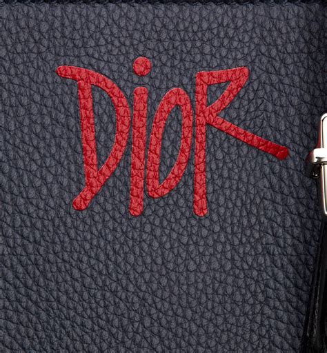 dior and shawn pouch|Pouch with Shoulder Strap Navy Blue Grained Calfskin with .